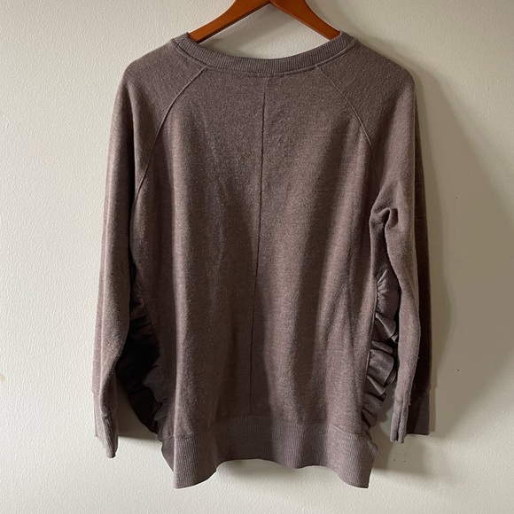 Zara Side-Slit Ruffle Sweater in Dusty Pink - Picture 3 of 4